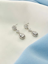 CRESSIDA - Teardrop CZ Crystal Earrings In Silver - JohnnyB Jewelry