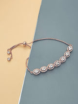 TABITHA - Large Oval CZ Stones In Round Small CZ Setting Adjustable Bracelet - JohnnyB Jewelry