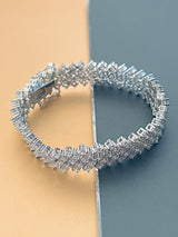 CHRYSTAL - Five-Stone Diagonal-Pattern Multi-CZ Bracelet In Silver - JohnnyB Jewelry