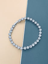 CHEYENNE - 6.5" Simple Round CZ Bracelet In Silver