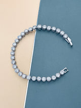 CHEYENNE - 6.5" Simple Round CZ Bracelet In Silver