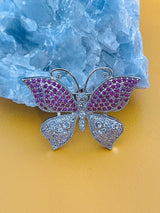 BELLORA - Purple Blue Butterfly CZ Brooch Pin In Silver