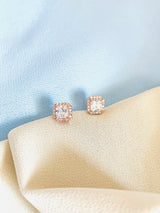JACINDA - Classic Square CZ Crystal Studs Earrings - JohnnyB Jewelry
