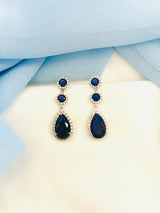 ISABELLA - CZ Long Teardrop Earrings In Silver - JohnnyB Jewelry