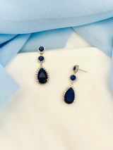 ISABELLA - CZ Long Teardrop Earrings In Silver - JohnnyB Jewelry