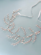 ATHENA – Crystal And Pearl Sprays Hair Circlet In Rose Gold