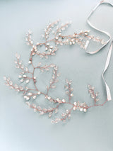 ATHENA – Crystal And Pearl Sprays Hair Circlet In Rose Gold