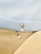 PANDORA - Crystal Stud with Pearl Drop Earrings In Silver - JohnnyB Jewelry