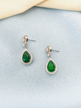 FLAVIA - Teardrop Crystal Earrings In Silver - JohnnyB Jewelry