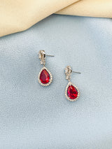 FLAVIA - Teardrop Crystal Earrings In Silver - JohnnyB Jewelry