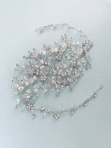 LAURA - Delicate Multi Rhinestones Hair Piece In Silver - JohnnyB Jewelry