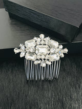 THELMA - MULTI-SHAPED CRYSTAL HAIR COMB IN SILVER