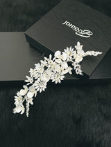 BELLE - Rose Gold Flower With Crystal Hair Piece In Gold