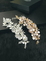 BELLE - Rose Gold Flower With Crystal Hair Piece In Gold