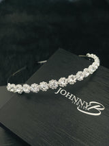 BESSIE - SIMPLE FLORAL CRYSTAL TIARA IN SILVER