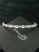 BEULAH - EMERALD AND ROUND CUT CRYSTAL TIARA IN SILVER