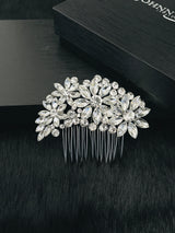 VIOLA - MARQUISE AND ROUND CRYSTAL HAIR COMB IN SILVER
