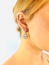 FLAVIA - Teardrop Crystal Earrings In Silver - JohnnyB Jewelry