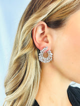 CALLIOPE - Multi-Crystal CZ Teardrop Stud Earrings In Silver