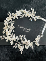 ILENE - Gold Flowers And Leaves With Crystal Sprays Hair Circlet