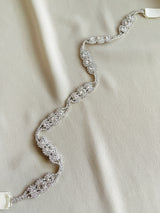 SCARLETT - Chain And Three Champagne Crystal Motif Belt Sash In Silver
