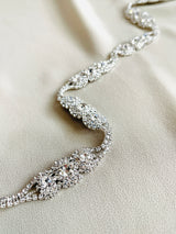 SCARLETT - Chain And Three Champagne Crystal Motif Belt Sash In Silver