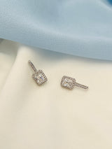 YOLANDA - Square CZ Crystal Earrings In Silver - JohnnyB Jewelry