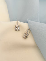 YOLANDA - Square CZ Crystal Earrings In Silver - JohnnyB Jewelry