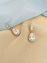 LYDIA - Teardrop CZ Crystal Earrings In Silver - JohnnyB Jewelry