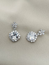 CHARLOTTE - Drop Crystal Earrings In Silver - JohnnyB Jewelry