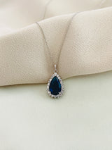 VERONA - Refined Larger Teardrop With CZ Setting Pendant Necklace - JohnnyB Jewelry