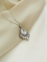 CLEOPATRA - Large Teardrop With Marquise CZ Necklace In Silver