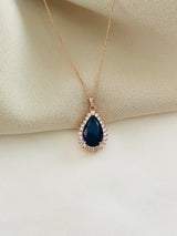VERONA - Refined Larger Teardrop With CZ Setting Pendant Necklace - JohnnyB Jewelry