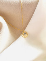 BAILEY - Sapphire Blue CZ Evil Eye Necklace In 14k Gold