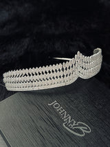 CHLOE - Scalloped Marquise-Shaped Crystal Tiara In Silver