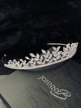 HANNAH - Marquise-Cut Cubic Zirconia Floral Tiara In Silver