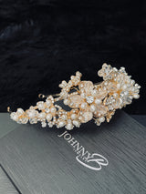 ANFISA - Floral Crown With Pearl And Crystal - JohnnyB Jewelry