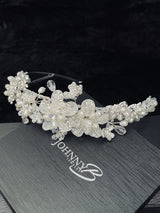 ANFISA - Floral Crown With Pearl And Crystal - JohnnyB Jewelry