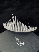 CATHERINE - Elegant Ribboned CZ Tiara In Silver