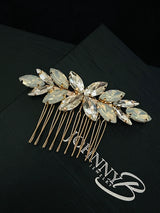CARLEY - Multi-Size Marquise Crystal Hair Comb In Gold