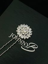 CALLA - Multi-Shaped CZ Hair Pin In Silver - JohnnyB Jewelry