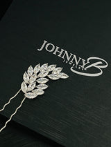 BREA - Marquise Leaf-Shaped CZ Hair Pin In Silver - JohnnyB Jewelry