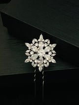 DALIA - Starburst CZ Hair Pin In Silver - JohnnyB Jewelry