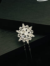 DALIA - Starburst CZ Hair Pin In Silver - JohnnyB Jewelry