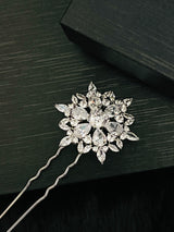 DALIA - Starburst CZ Hair Pin In Silver - JohnnyB Jewelry