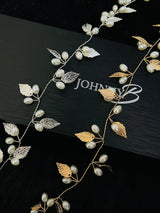 ROMANA – Silver Leaves And Pearls Hair Piece