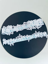 SUZANNE - 2Pcs Flower Lace Blue Garter
