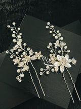 CHRISTY - Pearl and Crystal Hair Pin Set
