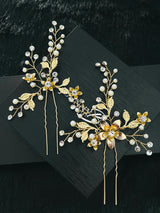 CHRISTY - Pearl and Crystal Hair Pin Set