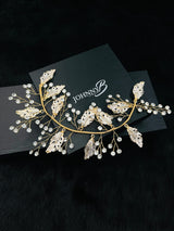 LANA - Multi Leafs With Crystal Hair Piece In Gold